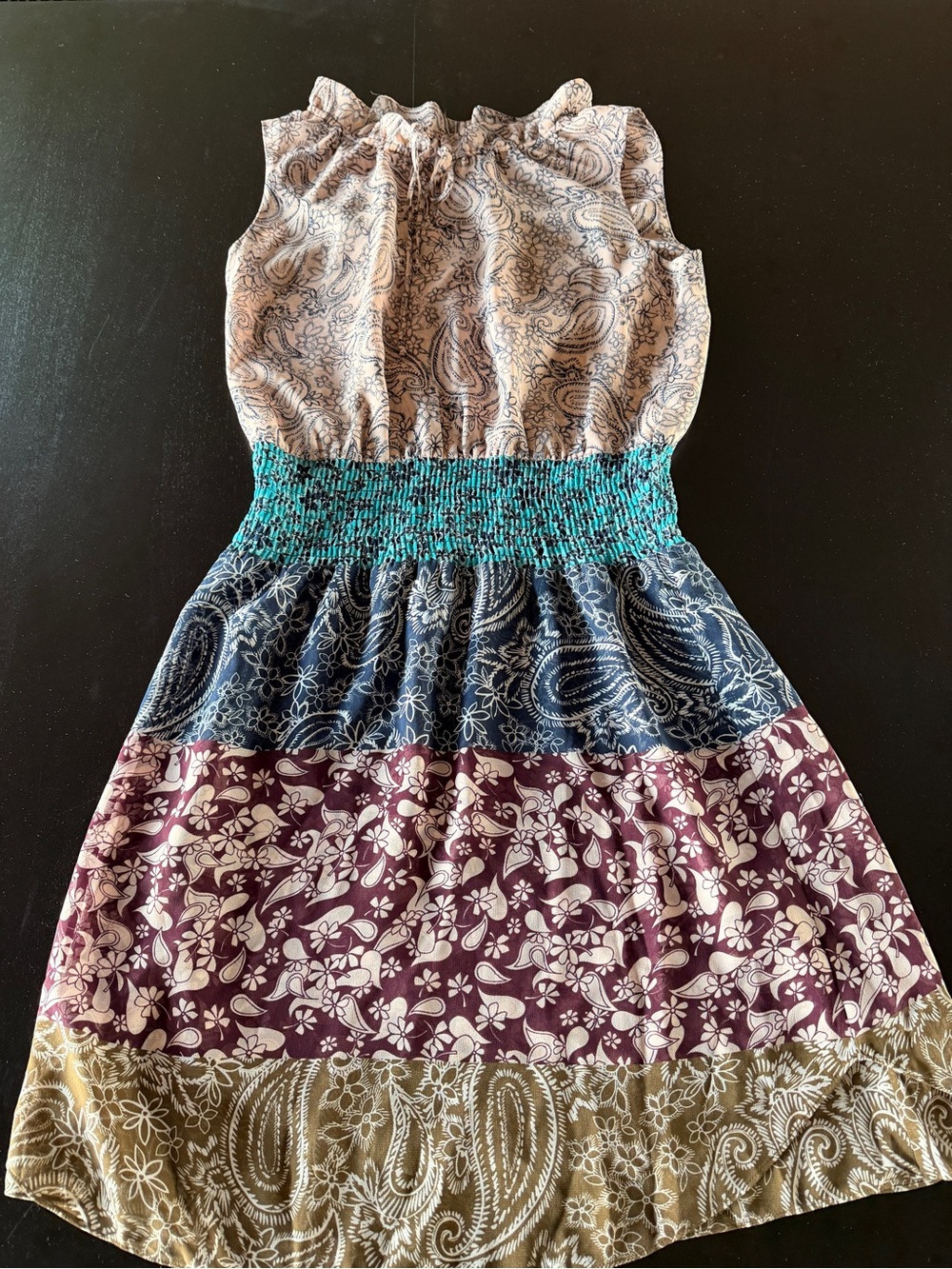 CAbi Floral Paisley Pink and Navy Drawstring Waist Skirt